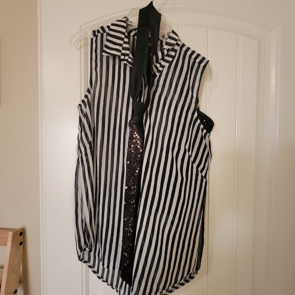 Black and white stripe dance costume top